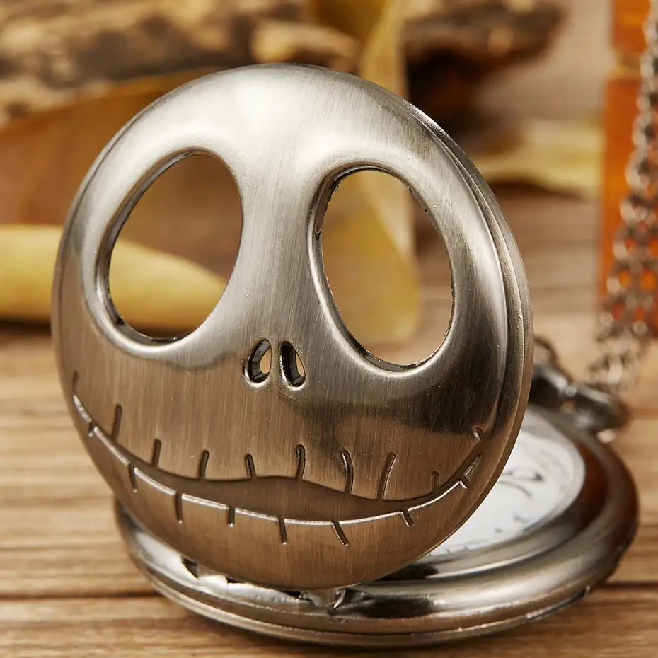 Винтажные часы Tim Burton The nightster перед Рождеством кварцевые карманные часы Jack Skellingt на бронзовая цепь часы с ожерельем для мужчин и женщин