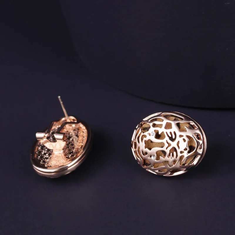Fashion Women Jewelry Alloy Leopard Fabric Round Earrings Gift Box For Party (SBUSS QE0105) | Украшения и аксессуары