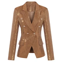 new fashion 2021 designer blazer party womens lion metal buttons double breasted blazer jacket outer wear gold