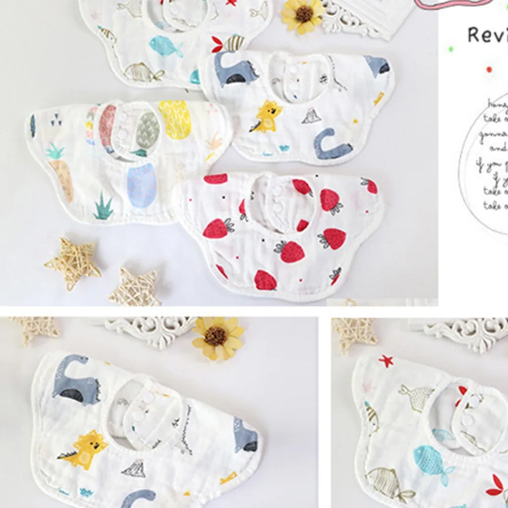 Моющиеся хлопковые детские нагрудники Слюнявчики с принтом динозавра для