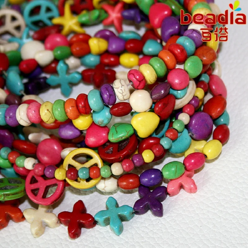 Горячая Распродажа синтетические окрашенные красочные бусины россыпью каменные