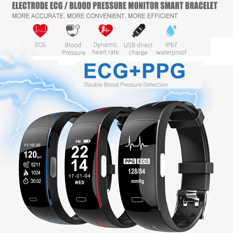 P3 умный Браслет ЭКГ+ PPG кровяное давление мониторинг сердечного ритма IP67 водный шагомер Спортивная умная повязка для фитнеса Для IOS Android