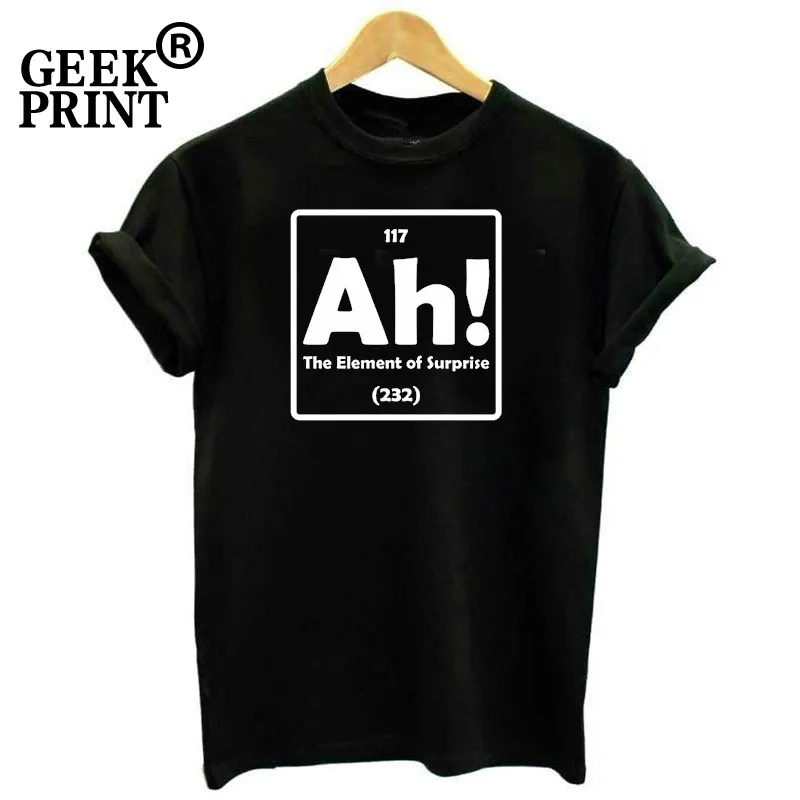 Женские топы забавная женская футболка с надписью Ah The Element Of Surprise Science Nerd юмором