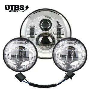 7inch and 4.5 inch C Мотоцикл " светодиодный фонарь+ 2 шт 4-1/2" Противотуманные фары с кронштейном для Harley Touring Road King Electra Street Glide Softail - Цвет: 7inch and 4.5 inch C