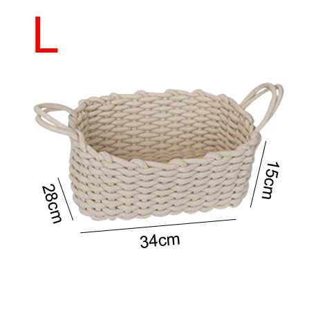 large beige Льняная вязаная корзина для хранения одежды ручной работы корзина для белья из натуральной ткани детская корзина для хранения игрушек настольная маленькая коробка-Органайзер - Цвет: large beige