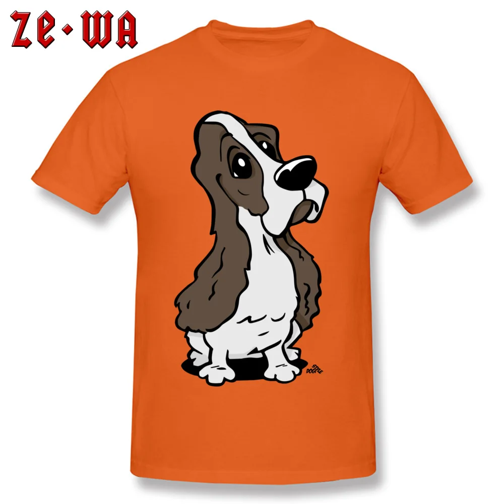 Мужская Повседневная футболка оранжевая Футболка Camisa Cocker Spaniel Dog 100% хлопок с