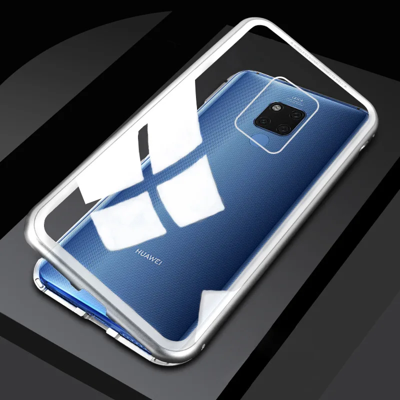 Magnet Cover for Huawei Mate 20 Pro X Case Glass Metal Magnetic Clear Funda Coque Capa |