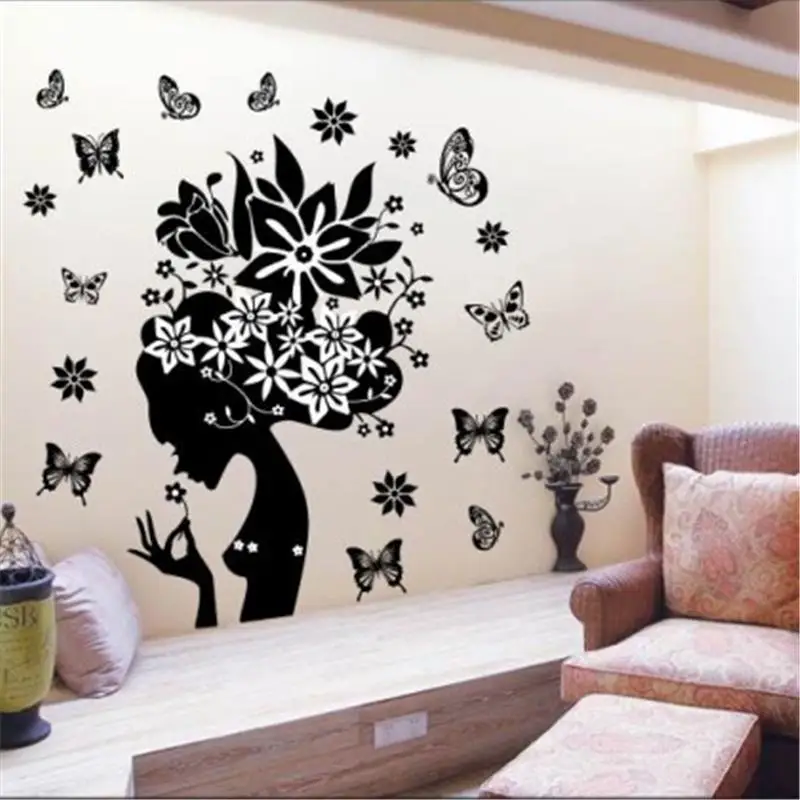 hot sell flowers fairy wall stickers tv background room decorations 2175. diy home decals removable mural art print posters 3.5 | Дом и сад