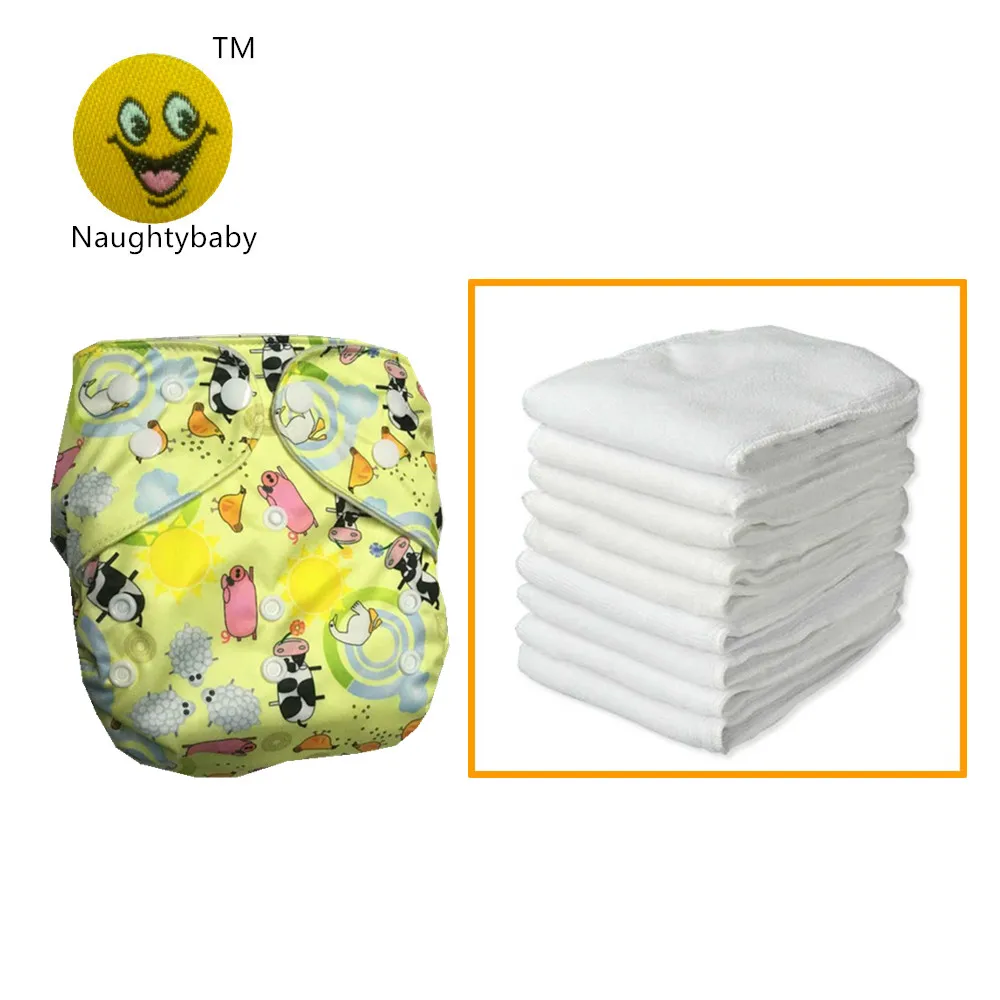 Hot Sale New Design Supper Soft  Print Baby Diaper Nappies Cover Washable Adjustable Cloth Diaper with Inserts  50sets/lot