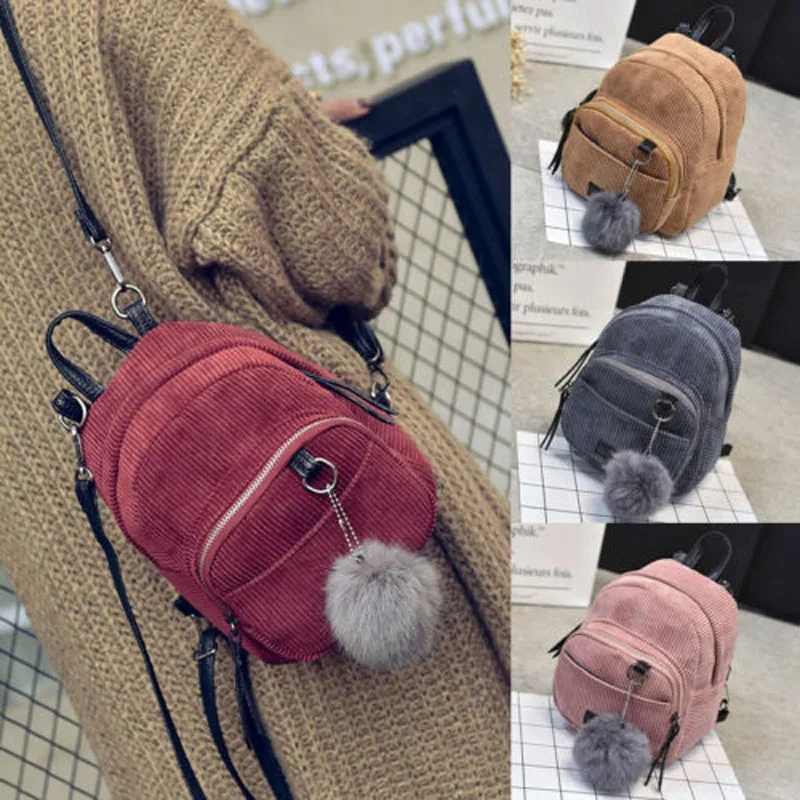 

2019 New Brand Fashion Women Mini Bags Backpack Girl School Shoulder Bag Rucksack Corduroy Travel Bags