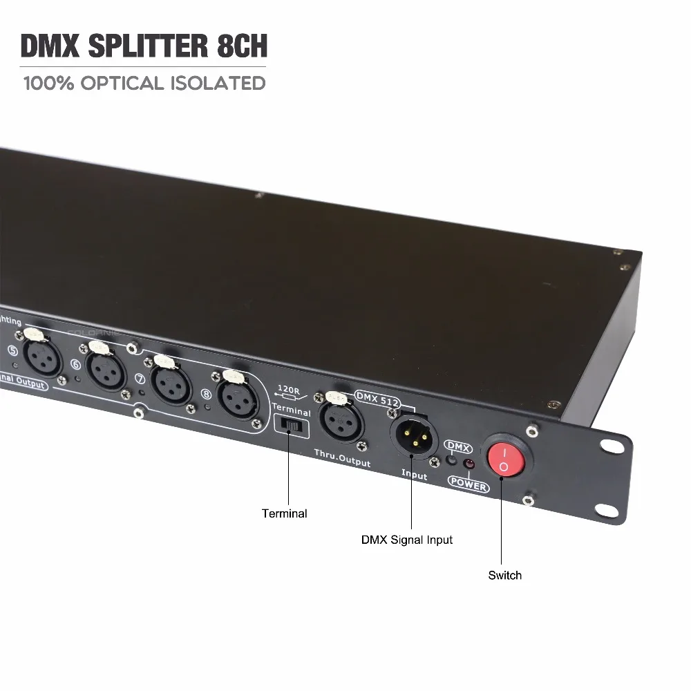 COLORNIE DMX распределитель 8 каналов 1U стойка Сплиттер оптический изолированный