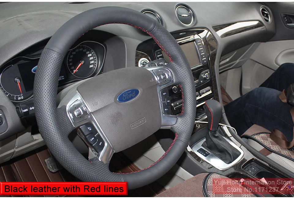 PONSNY искусственная кожа Чехлы рулевого колеса автомобиля чехол для Ford MONDEO 2007-2012 CHIA-X S-MAX 2007 сшитый вручную чехол