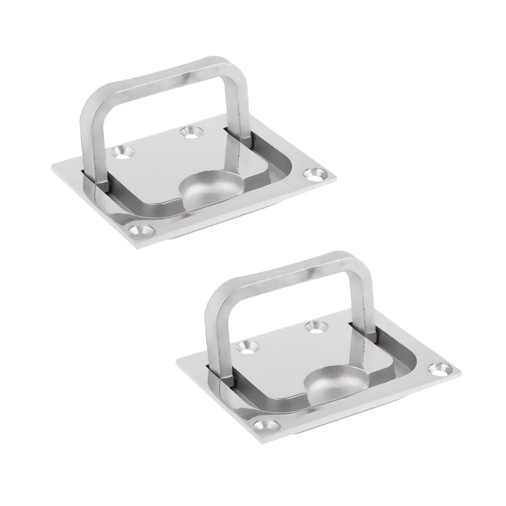 

2 Piece 4mm Flush Lift Ring Hatch Pull Long Handle Locker Cabinet 316 stainless steel Boat Marine Hardware 75mm x 55mm