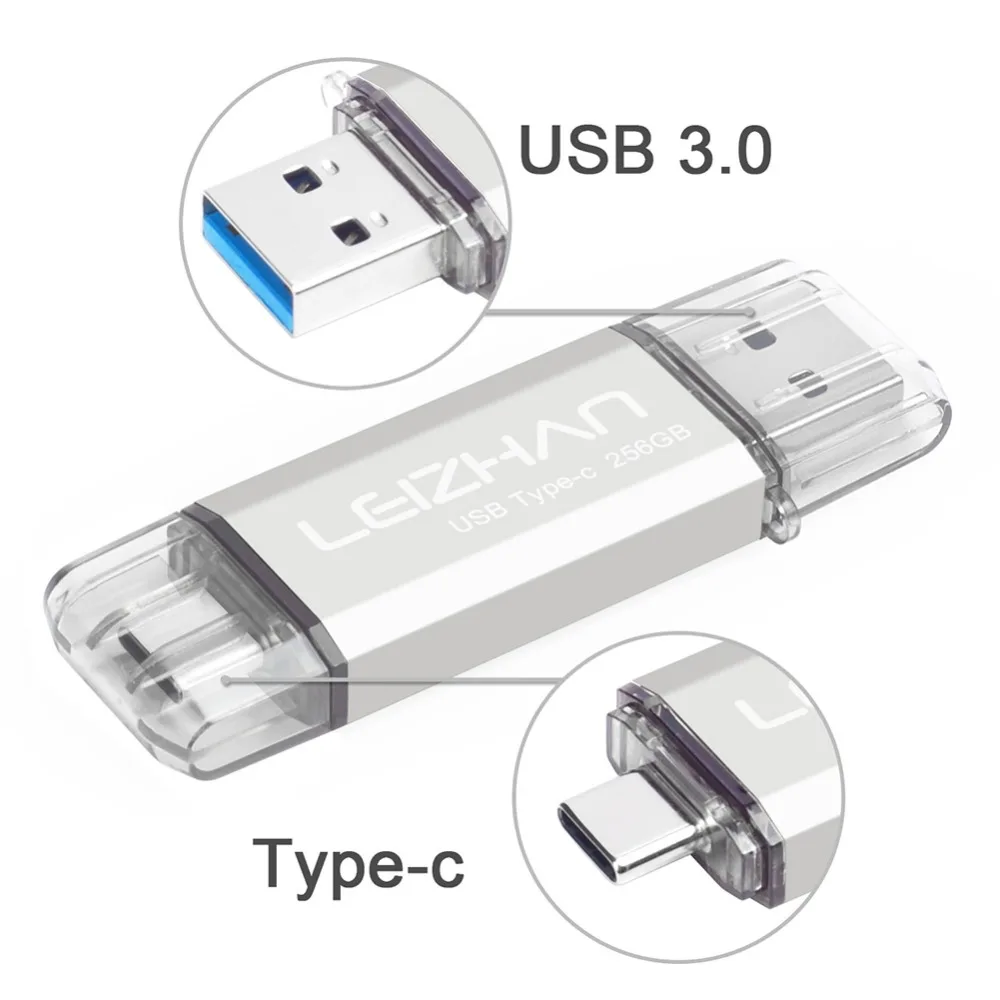 LEIZHAN USB флэш накопитель 256 ГБ 128 Гб 64 32 оперативной памяти 16 встроенной Тип C Pendrive