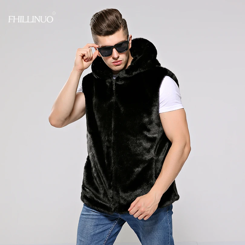 Жилет мужской зимний из искусственного меха Толстая теплая безрукавка с