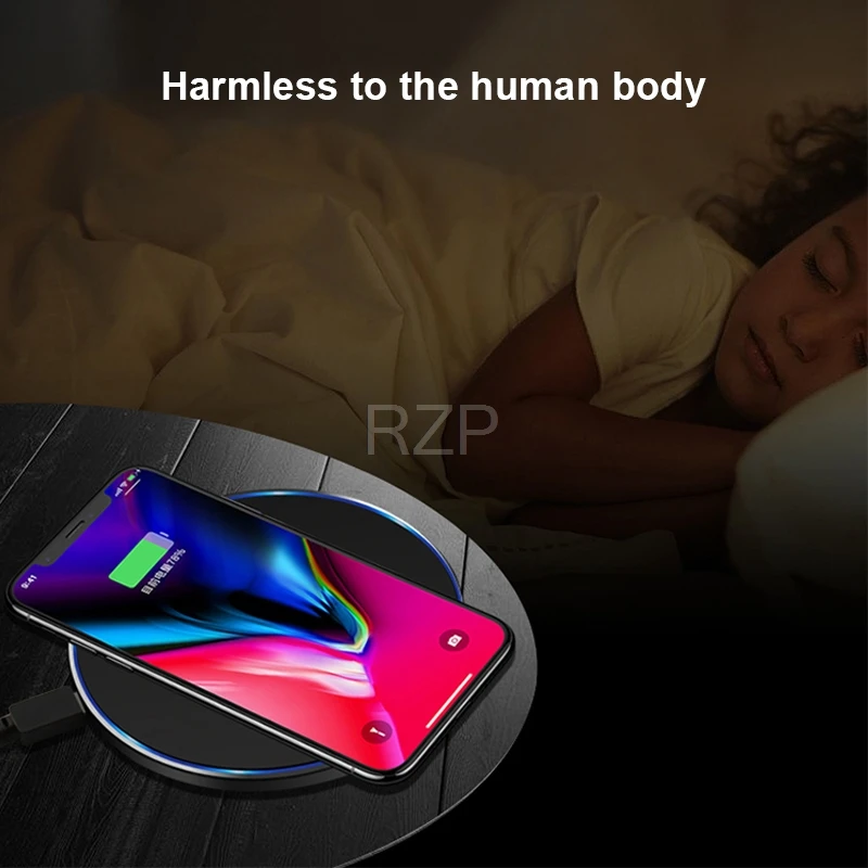 RZP 10 Вт QI Беспроводное зарядное устройство для iPhone X XR Xs Max 8 Plus Samsung S9 S10 Note 9