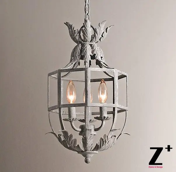 Винтажный Ретро Реплика товара фонарь Acanthus металлическая клетка люстра три