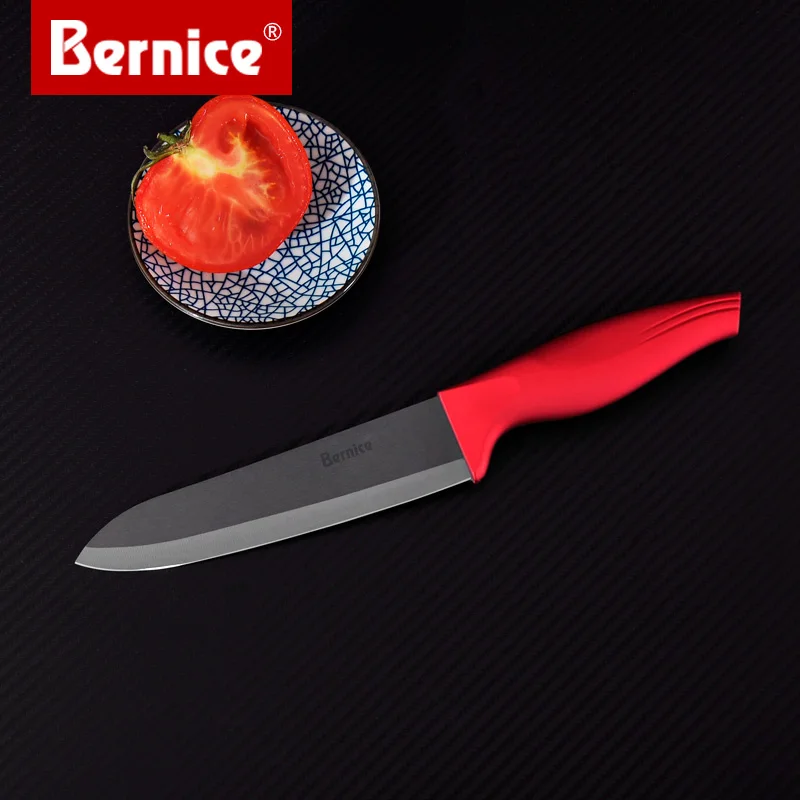 black blade red Bernice 6-дюймовый Керамический шеф-повара нож Инструменты для приготовления пищи с крышкой - Цвет: black blade red