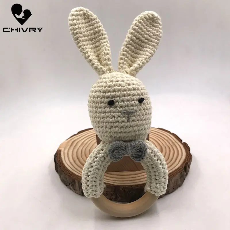 Chivry Baby Прорезыватель кольцо кроше кролик жевательный безопасный Прорезыватель для зубов деревянный Прорезыватель натуральный новорожденный Кролик Браслет для прорезывания зубов игрушки подарок