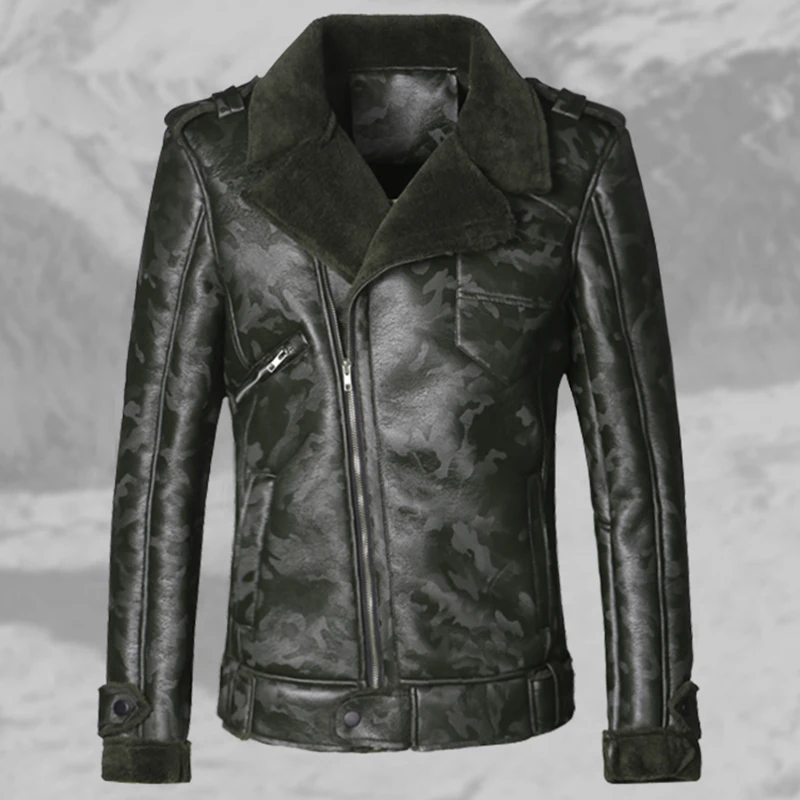 2017 темно-зеленая Мужская шерстяная кашемировая Меховая куртка из искусственной