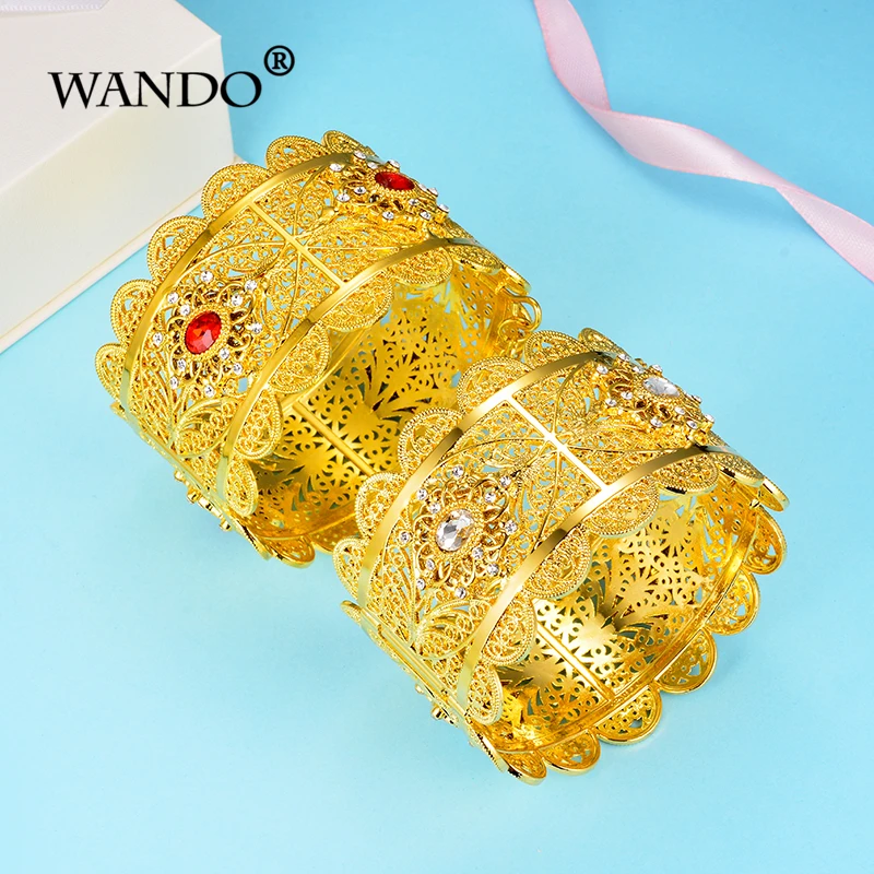 WANDO Hot canopen Big Surface Width Women манжеты крутой золотой цвет Exagerated tyle для женщин ювелирный