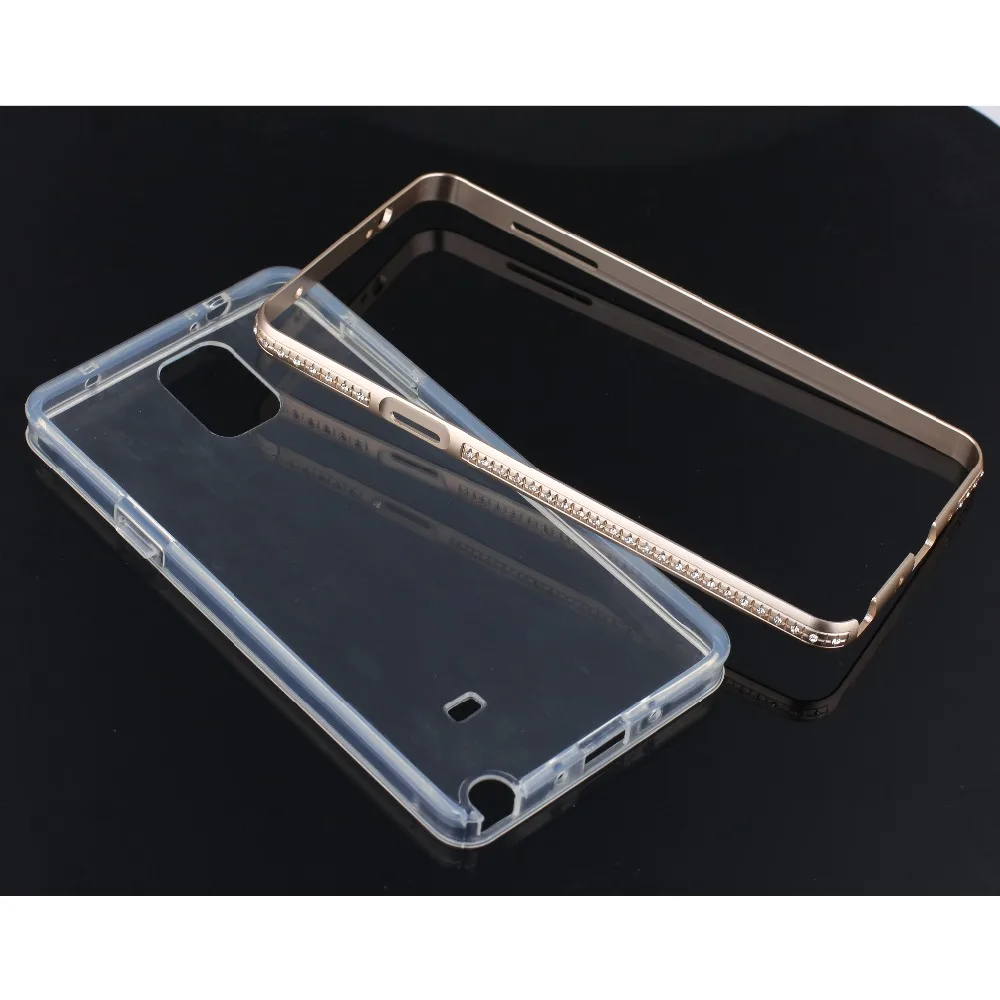 Для Samsung Galaxy Note 4 Блеск Bling Diamond Алюминиевая Рама Прозрачный Чехол ТПУ Мобильный