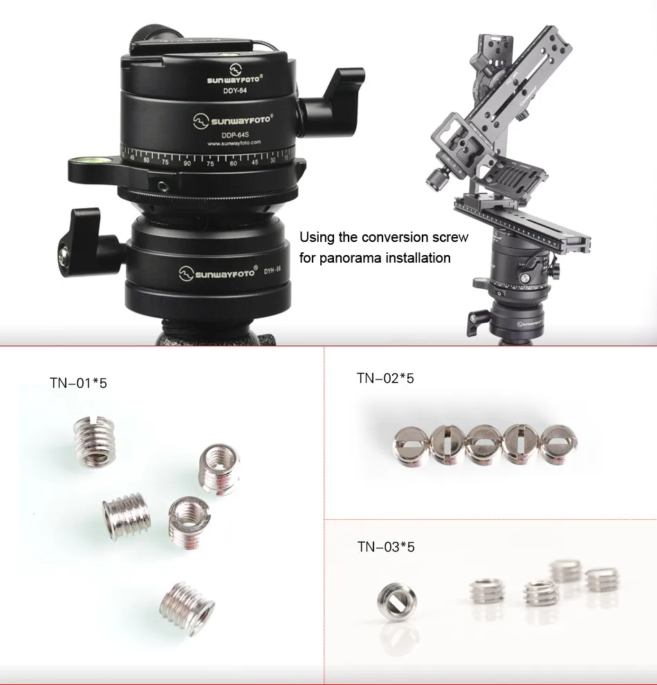Sunwayfoto TN-1* 5 шт. из нержавеющей стали от 1/4 до 3/8 дюймов адаптер для штатива/втулка для головки штатива быстросъемная пластина