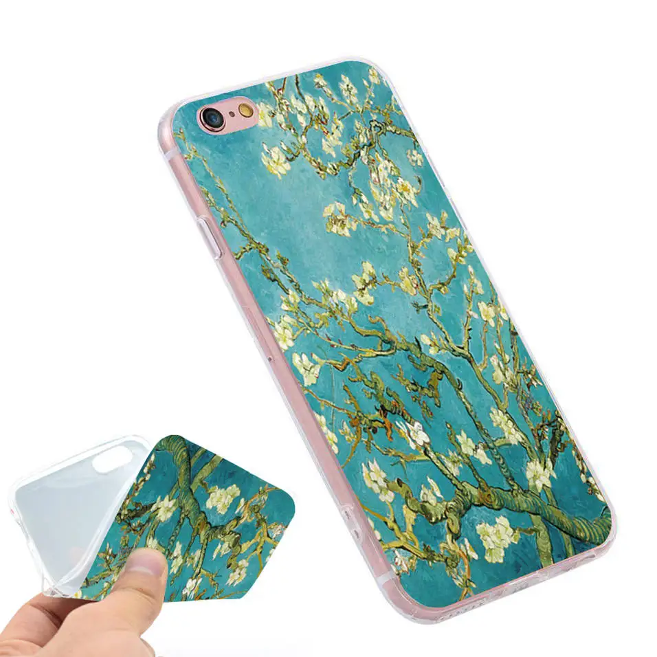 Luxury Coque Van Gogh Branches of an Almond Tree in Blossom Silicone Phone Case for iPhone X 11 Pro 5s SE 6 S 6s 7 8 Plus Cover | Мобильные