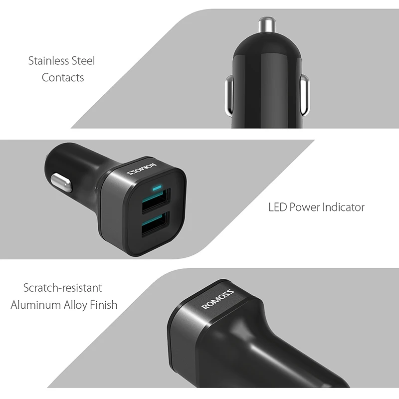 Автомобильное зарядное устройство Romoss 30 Вт с двумя USB и быстрой зарядкой PD 3 0 для