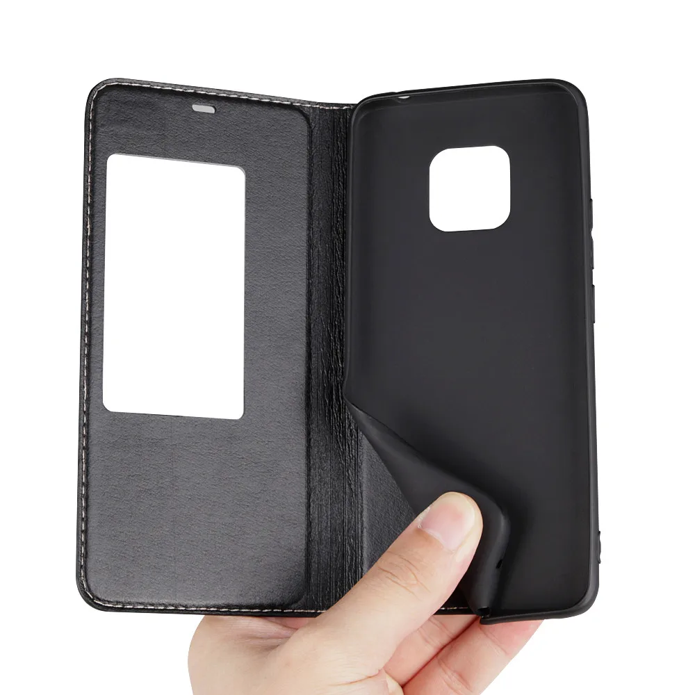 

For Huawei Mate 20 Pro Case Genuine Leather Flip Case for Huawei Mate 20 Mate 20 X TPU Transparent Smart wake Cover Coque