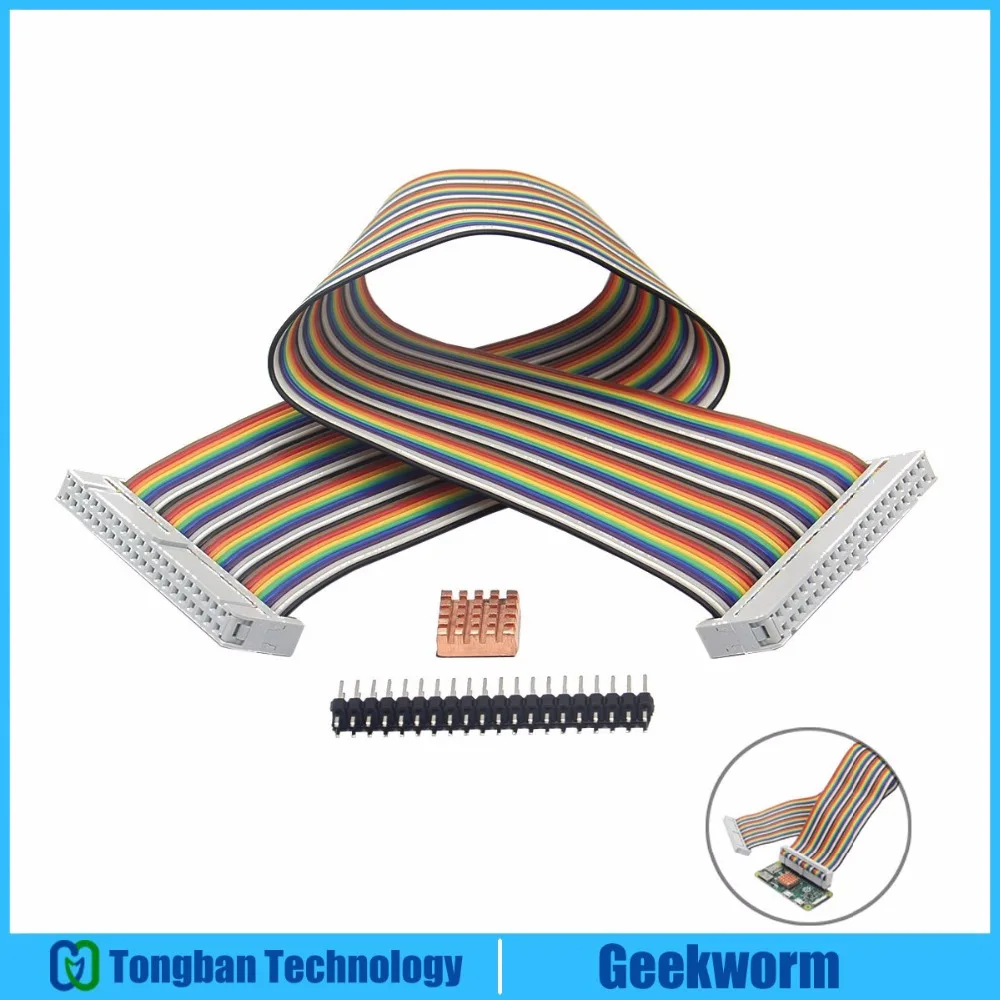 Набор Geekworm Raspberry Pi Zero/Zero W (беспроводной) | 2x20 Pin GPIO ленточный кабель для передачи