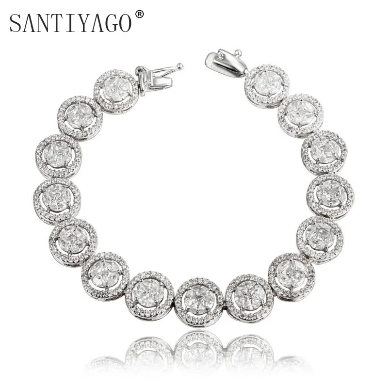 Модные ювелирные изделия из бутика медное покрытие браслет белого золота с 4