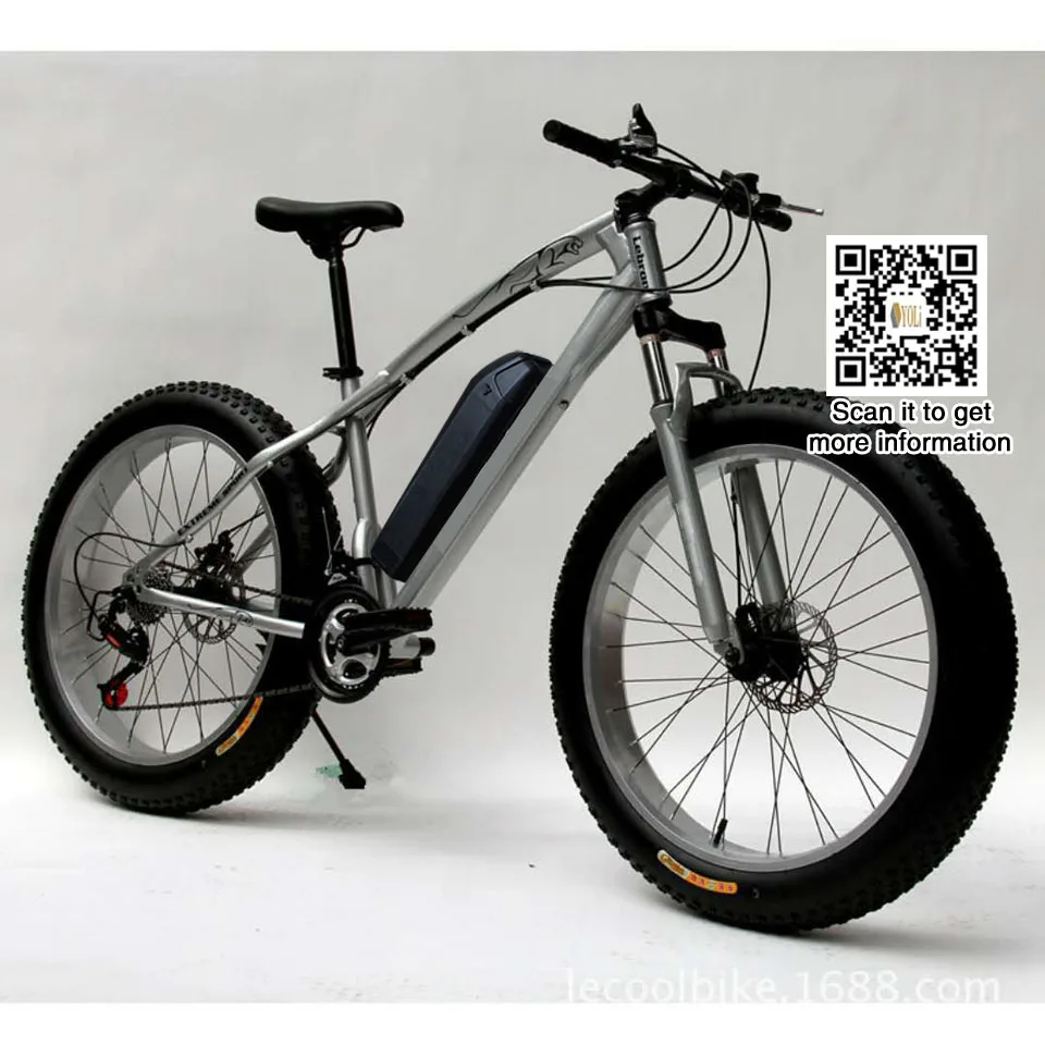 Светло-серый 26 дюймов fat bike 21 speed горный EBike дорожный Электрический велосипед 36 В 10.4AH fat tire, снежный велосипед - Цвет: Светло-серый