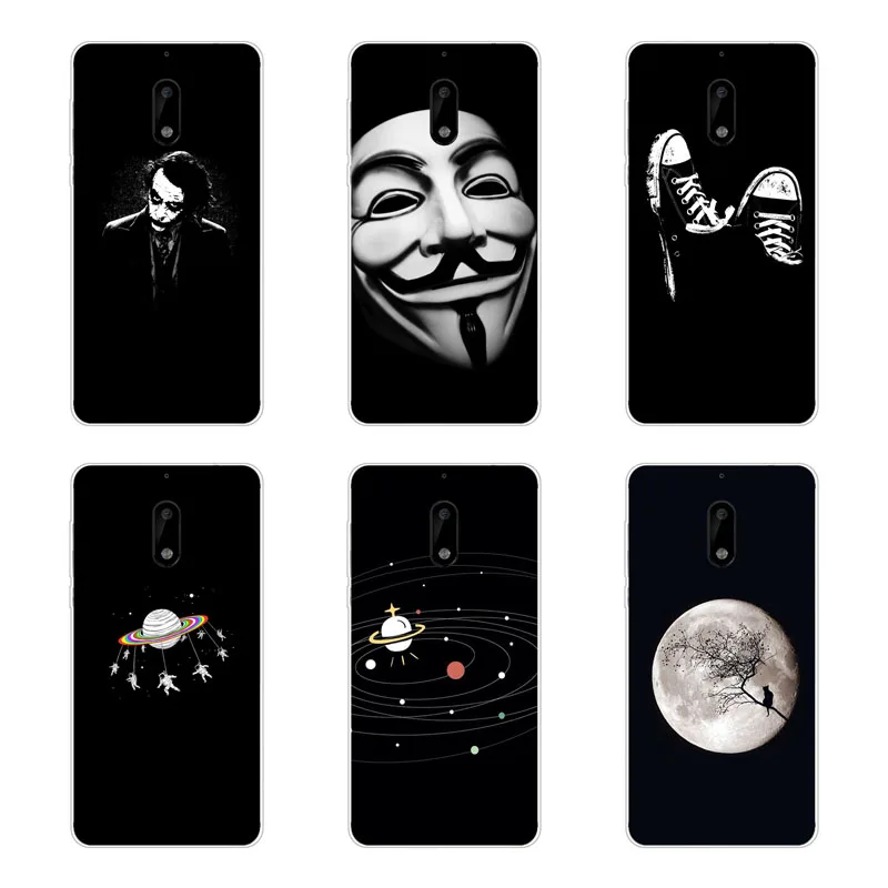 for nokia 1 2 3 5 6 2018 Case Silicon Black graffiti Painting Soft TPU Back Cover Protect Phone cases shell |