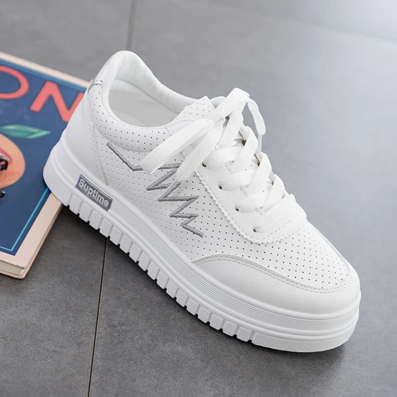 2019 Women Vulcanized Shoes White Sneakers Casual Autumn Women's Flats Fashion Ladies | Обувь