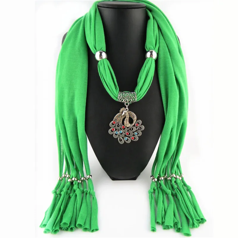 Модные однотонные Подвески с бахромой и павлином ювелирные изделия шарф