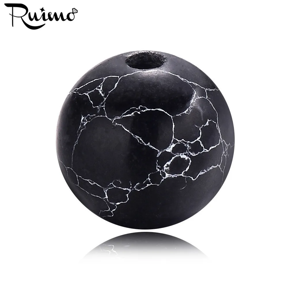 RUIMO черные бирюзы натуральный камень бусины маленькое отверстие свободные бусы
