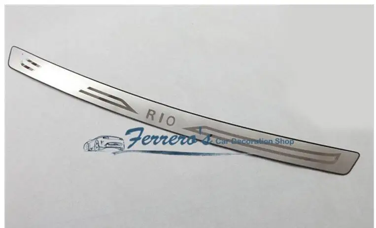 RIO LOGO Для KIA K2/Rio 2011- высокое качество нержавеющая сталь задняя панель подоконника, Задний бампер протектор Подоконник автомобиля-Чехлы - Цвет: RIO LOGO