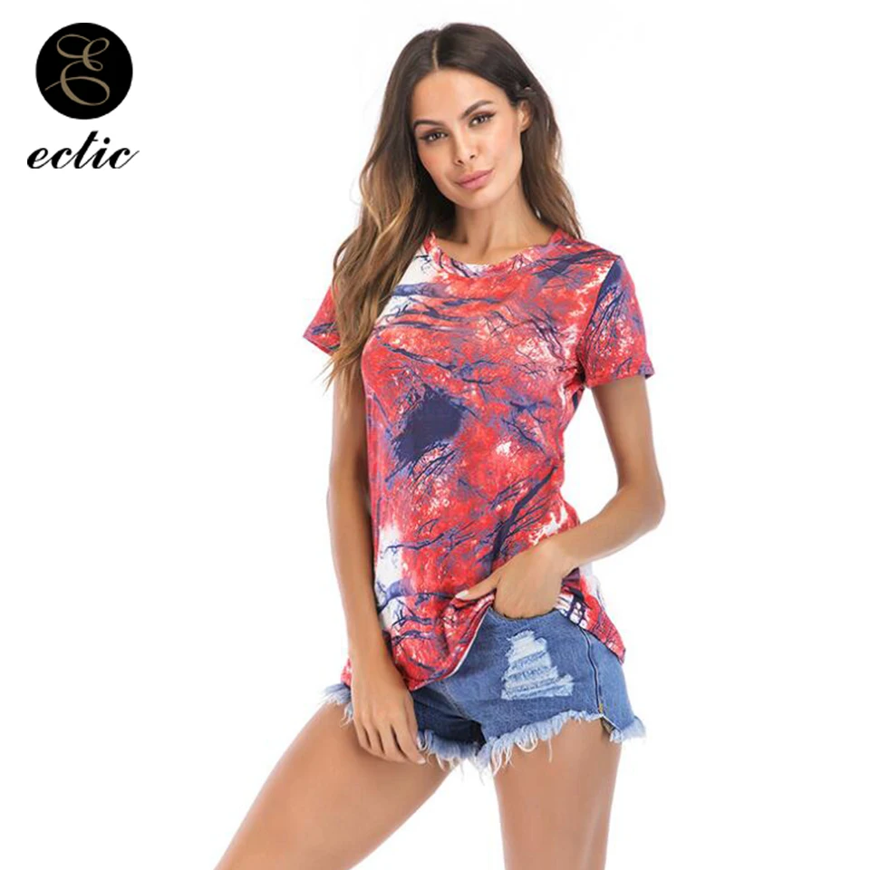 Tie Dye Tshirts Vetement Femme 2019 модная градиентная футболка Панк рейв забавная Футболка