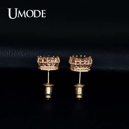 UMODE Серьги-гвоздики с квадратным фианитом класса ААА+ цвета шампанского 1см, лучшее предложение для женщин UE0094