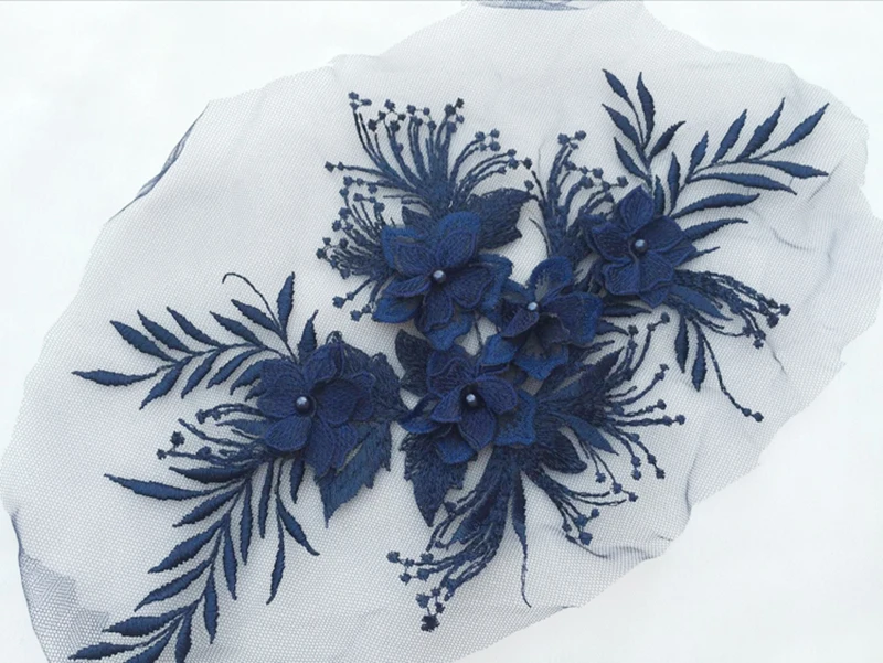 1 шт. цветок 3D Кружевная аппликация из бисера Цветочная фотография французское