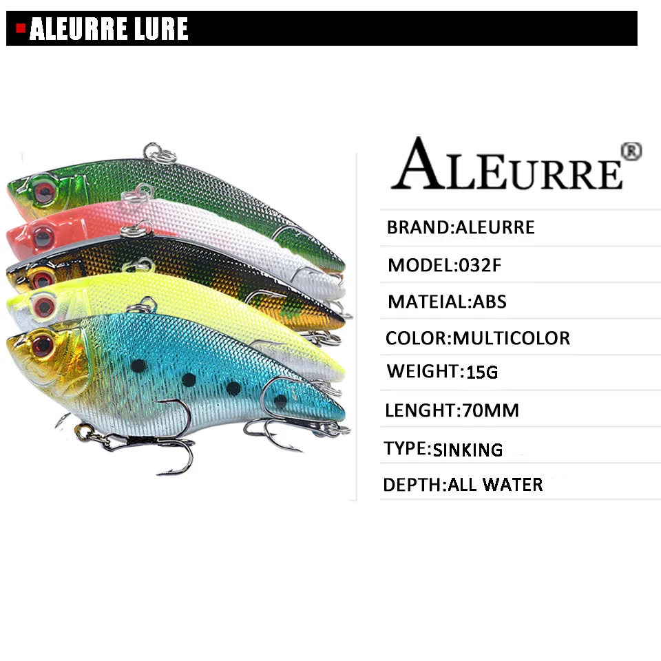 ALEURRE, 1 шт., Тонущая зимняя Приманка VIB для рыбалки, 7 см, 15 г, гремучая жесткая Приманка vib, воблер с длинной стрелкой, кренкбейт Isca, искусственный окунь