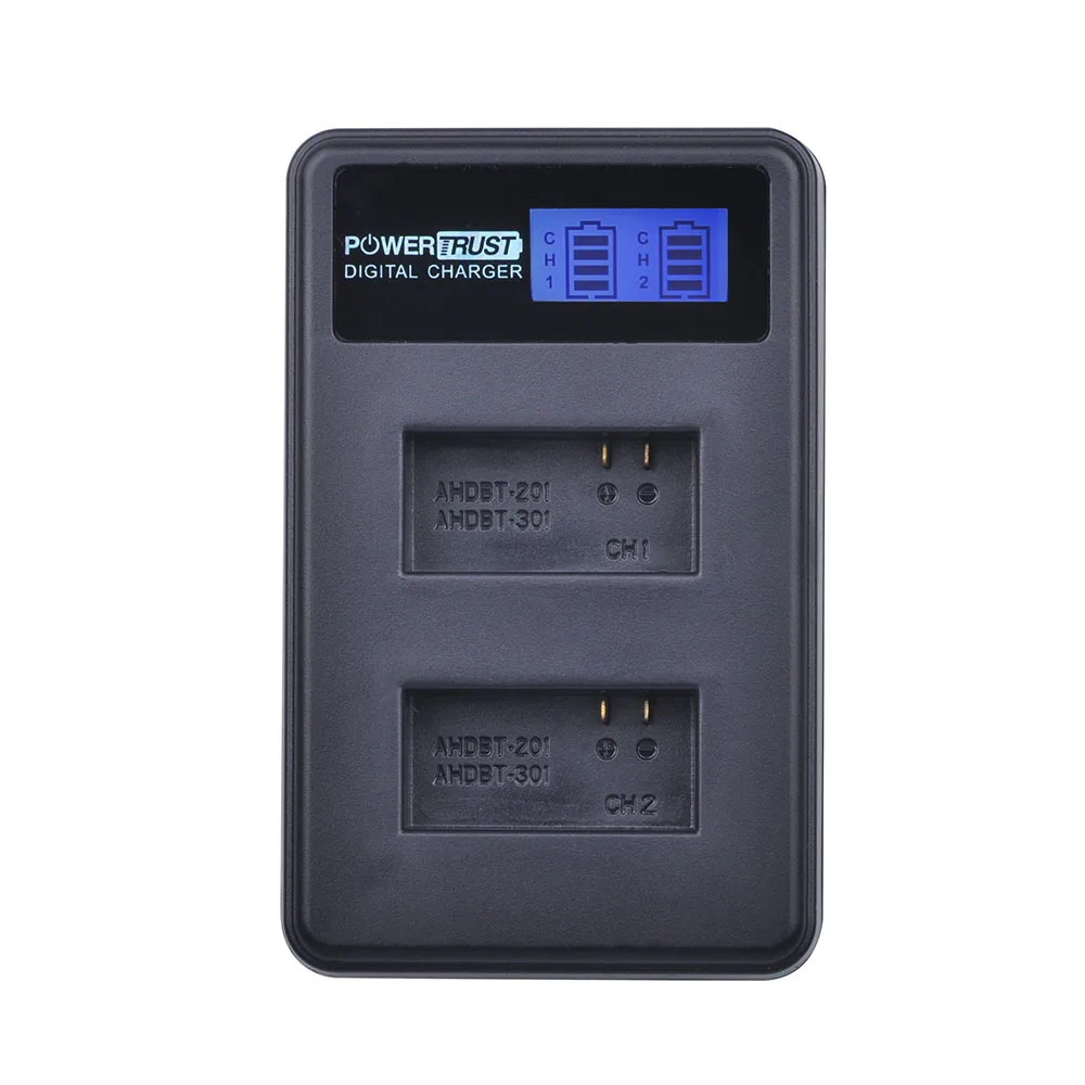 Powertrust 1 шт. для Gopro hero3 ЖК дисплей Dual USB зарядное устройство AHDBT 301 302 батарея