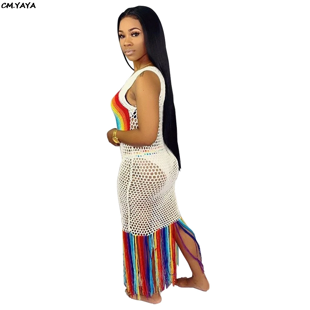 Новинка женское летнее трикотажное платье с радужным принтом открытая майка