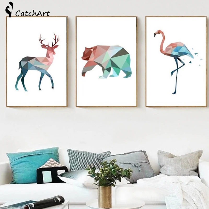 Холст Картины Белый Медведь Фламинго Фотографии На Стене Для Украшения Дома