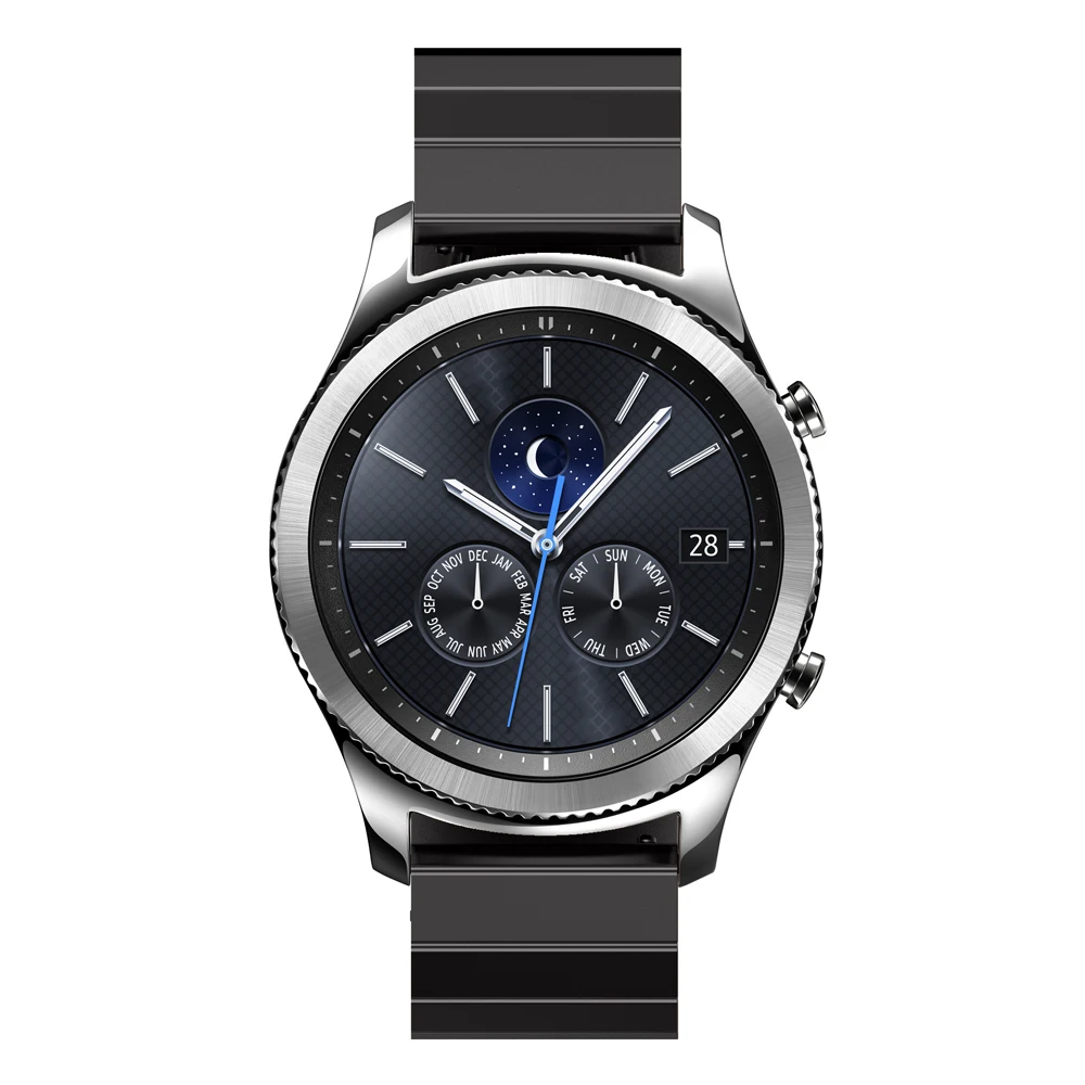 Ремешок для часов из нержавеющей стали для samsung gear S3 классический металлический ремешок для gear S3 Смарт-часы 3 звеньев ремешок для часов с регулировкой тоже