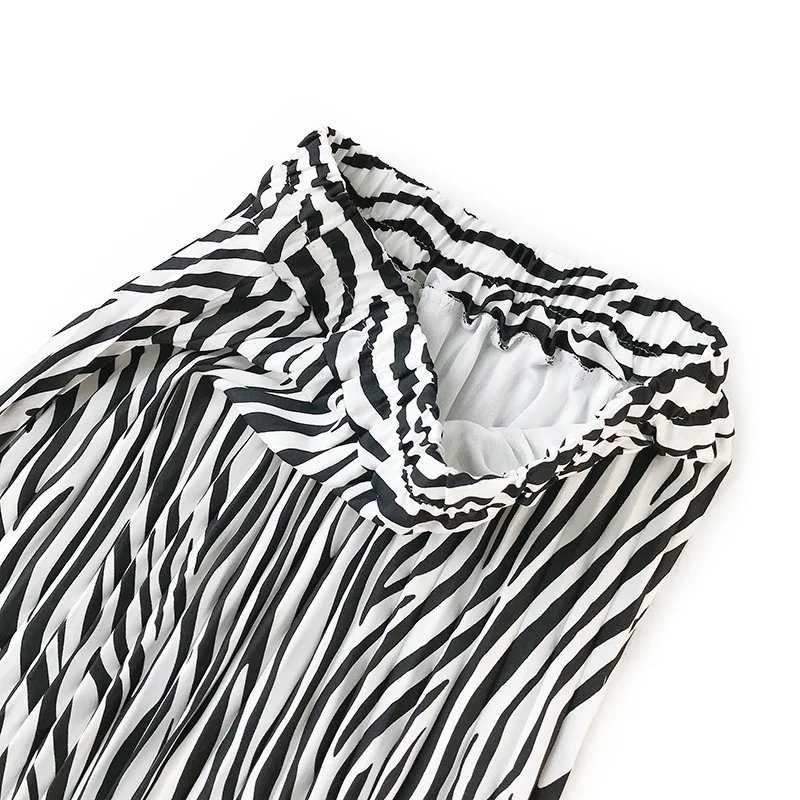 Женская плиссированная юбка модная длинная в евро американском стиле полоску с