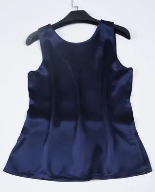 navy blue Качественный Классический Топ на бретелях из чистого шелка, майка без рукавов YM005 - Цвет: navy blue