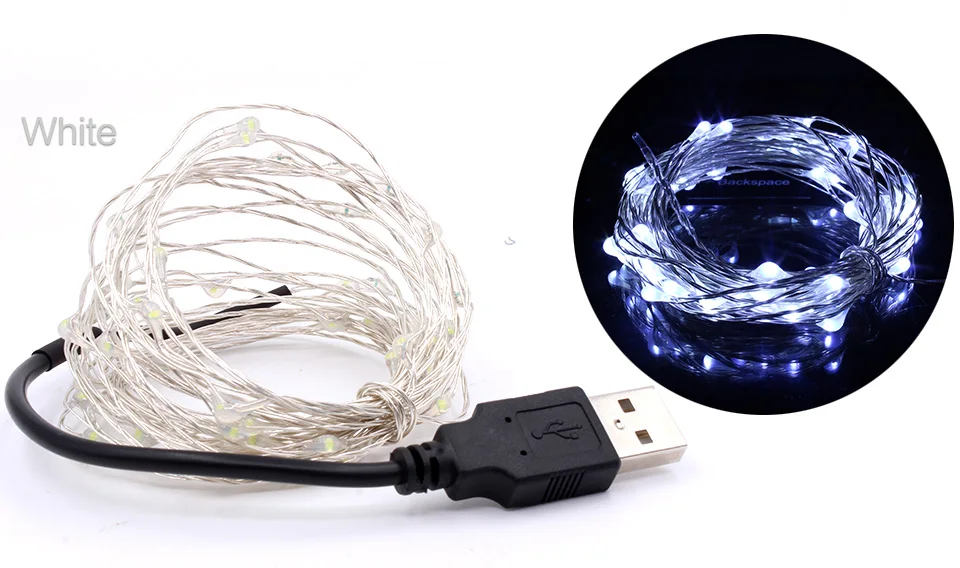 Светодиодный светильник s 2 м 10 м 5 м 5 в питание от USB водонепроницаемый теплый белый RGB медный провод Рождественская Свадебная вечеринка гирлянда Сказочный светильник