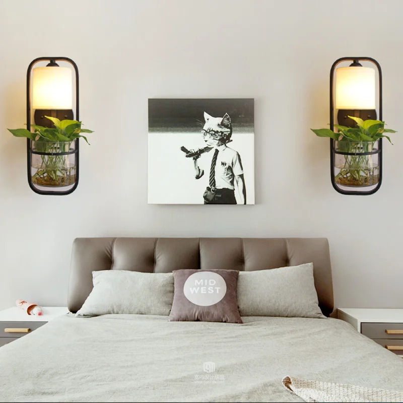 TRAZOS Ретро зеленые растения промышленные настенные лампы экологический prot